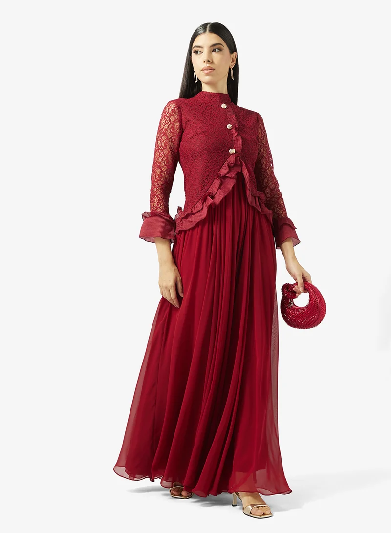 Akadia Fashion  VICTORIAN DANTEL&CHIFFON DRESS for Women | Best Price UAE